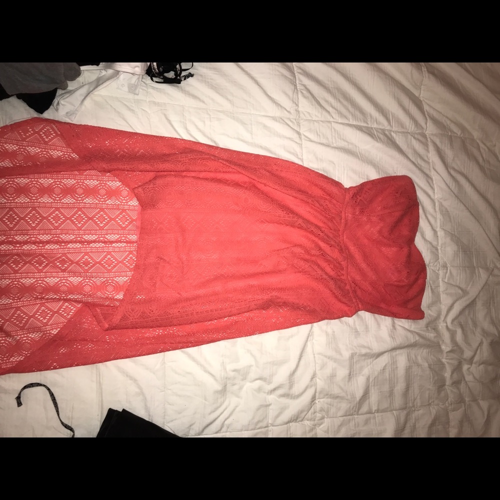 Peach high-low dress
